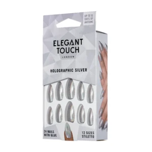 Elegant Touch Polish Nails - Holographic Silver