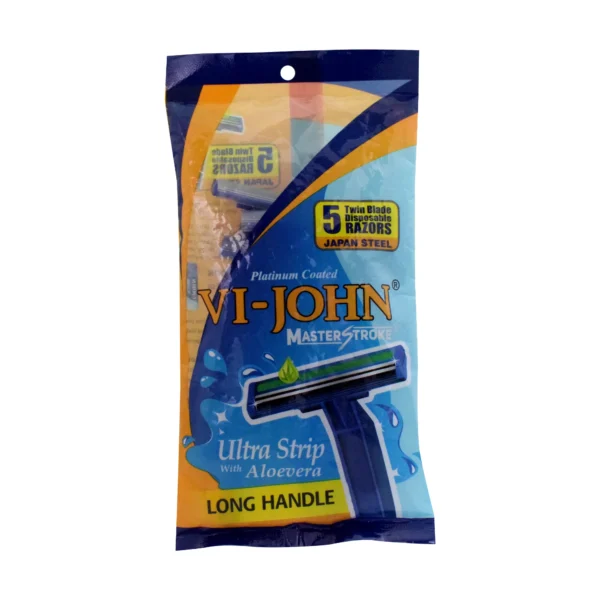 Vi-John Master Stroke Ultra Strip With Aloevera Razor Pouch Pack 5Pcs