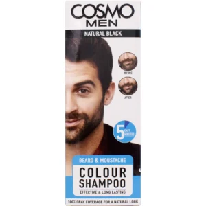 Cosmo Men Beard & Moustache Colour Shampoo Natural Black 180Ml