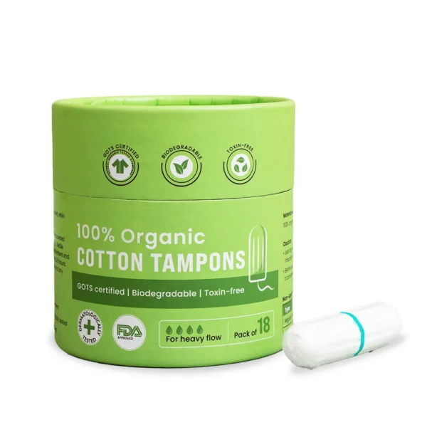 Sirona Regular Flow Organic Tampons Made With 100% Organic Cotton, Non-Applicator Tampons - 18 Pcs