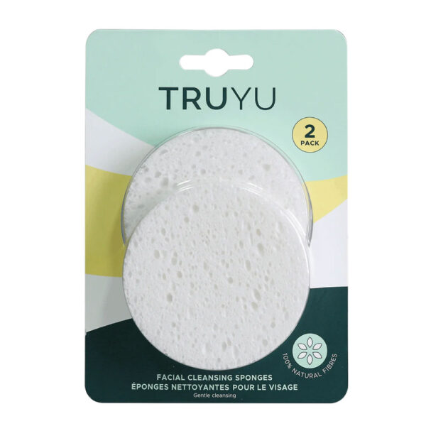 Truyu 2 Natural Cellulose Facial Cleansing Sponges (Small)