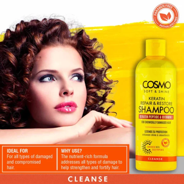 Cosmo Soft & Shine Keratin Repair & Restore Shampoo 480ml