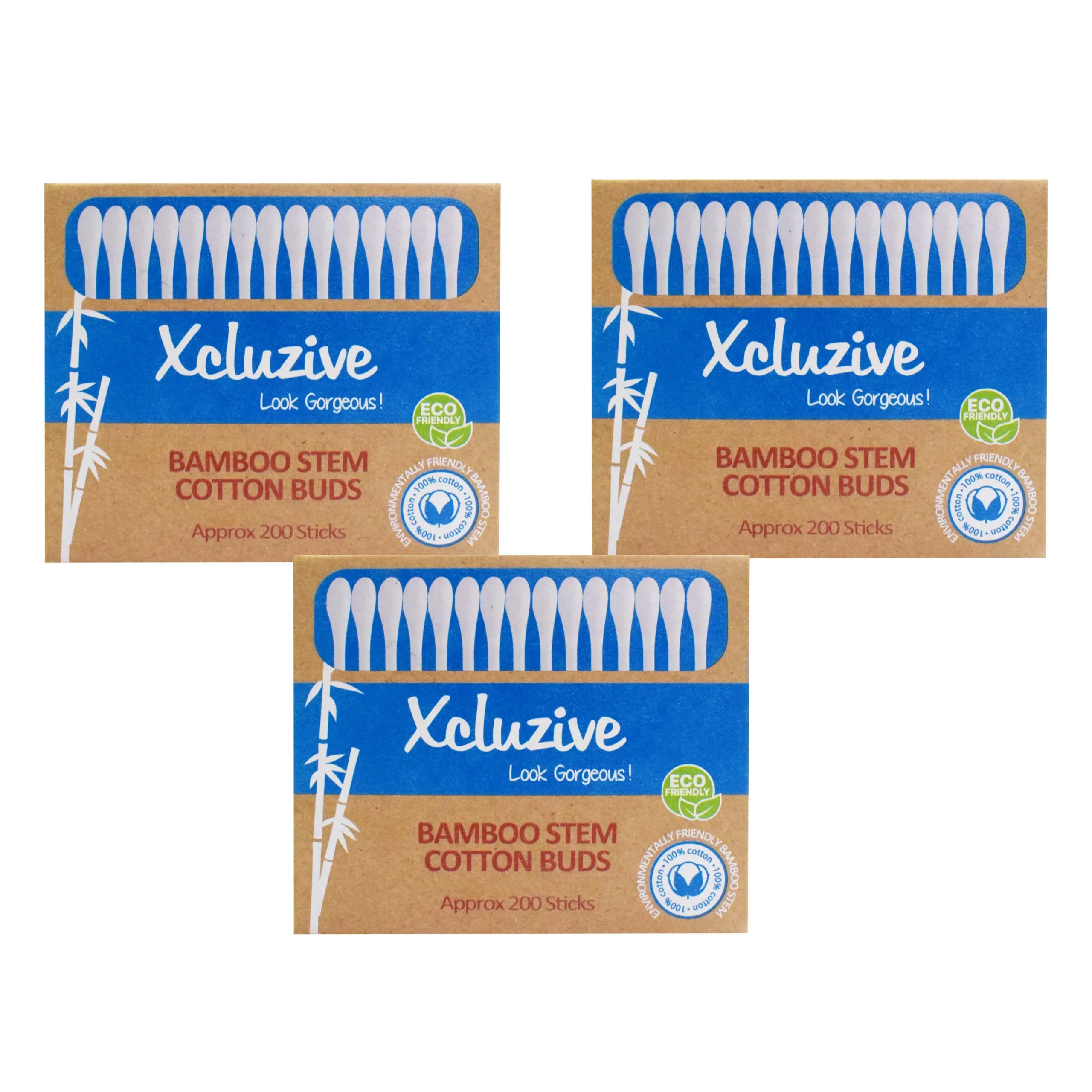 Xcluzive Bamboo Stem Ear Buds 200 Pcs X 3 Promo Pack
