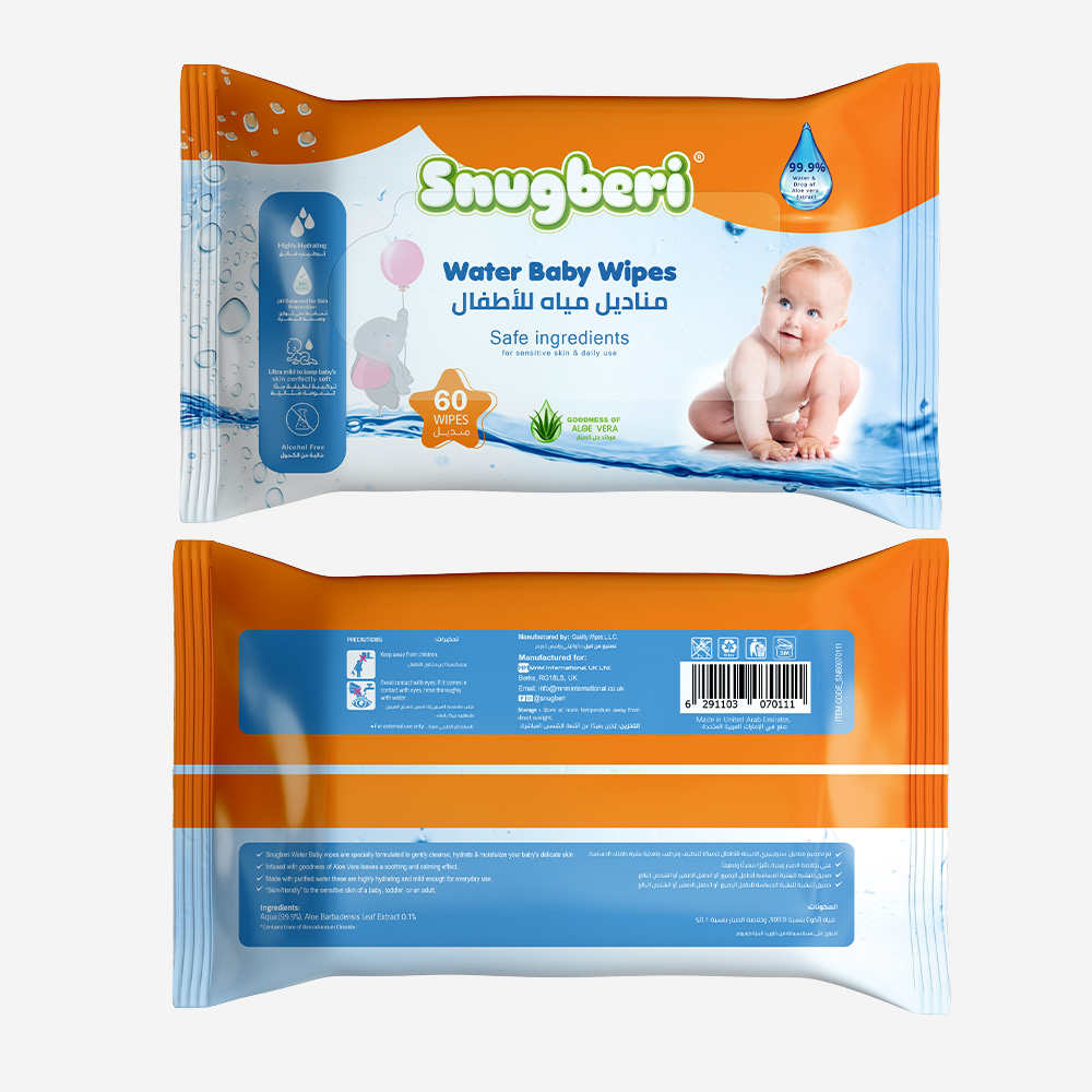 Snugberi Water Baby Wipes 60's