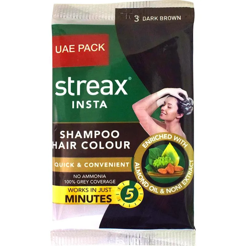 Streax Insta Shampoo Hair color Dark Brown 2X25Ml