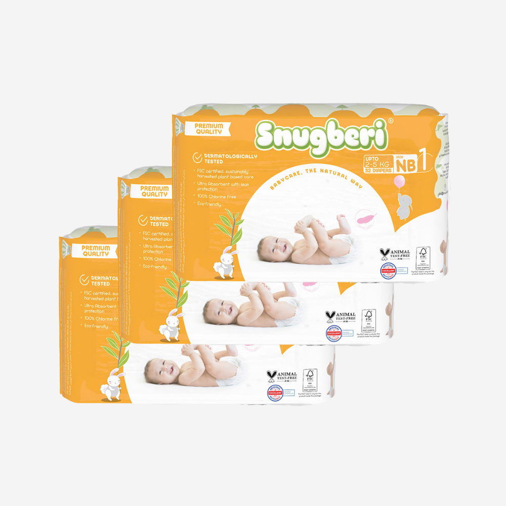 Snugberi Diaper Size 1 New Born 2-5Kg 32's Triple Value Pack