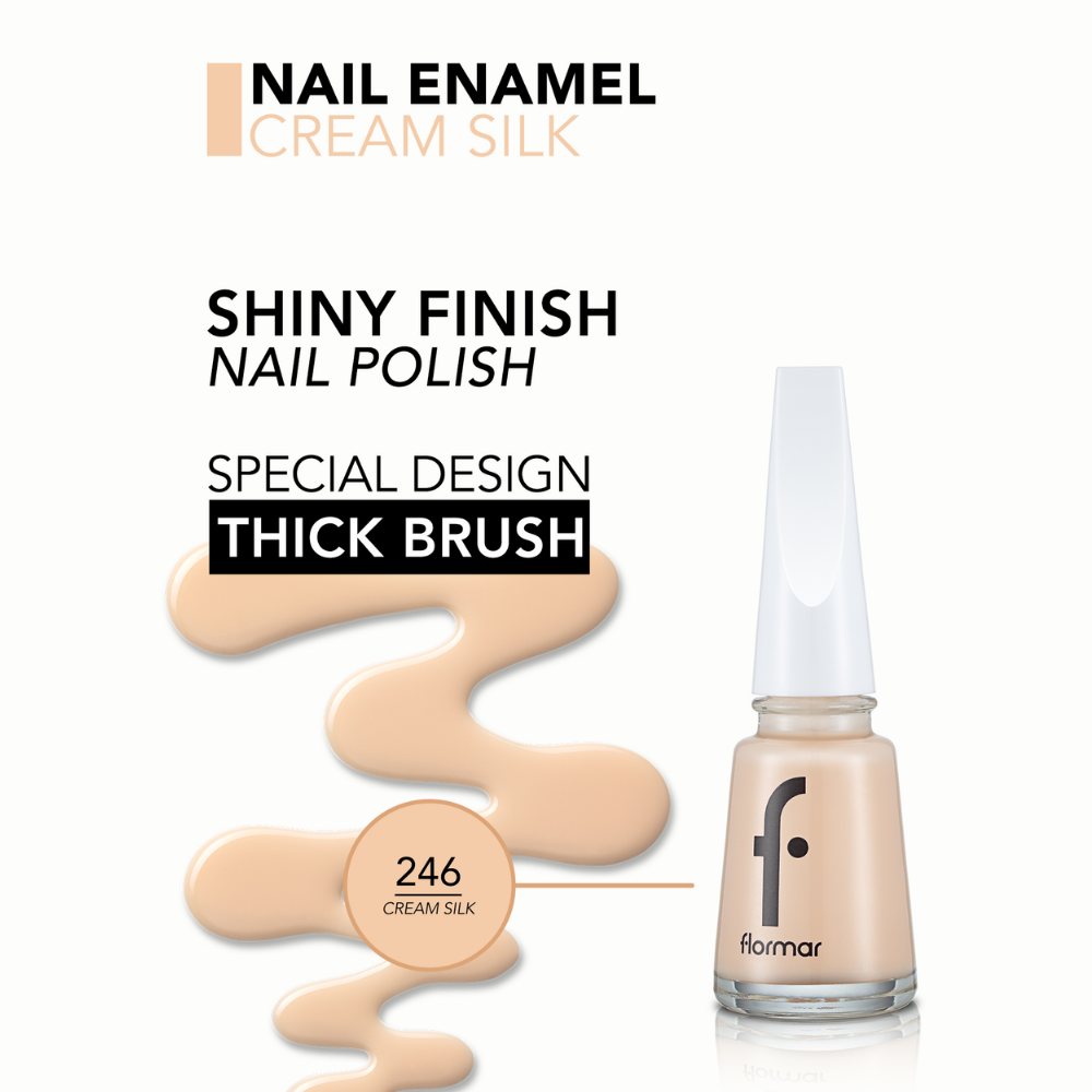 Flormar Classic Nail Enamel With New Improved Formula & Thicker Brush - 246 Cream Silk