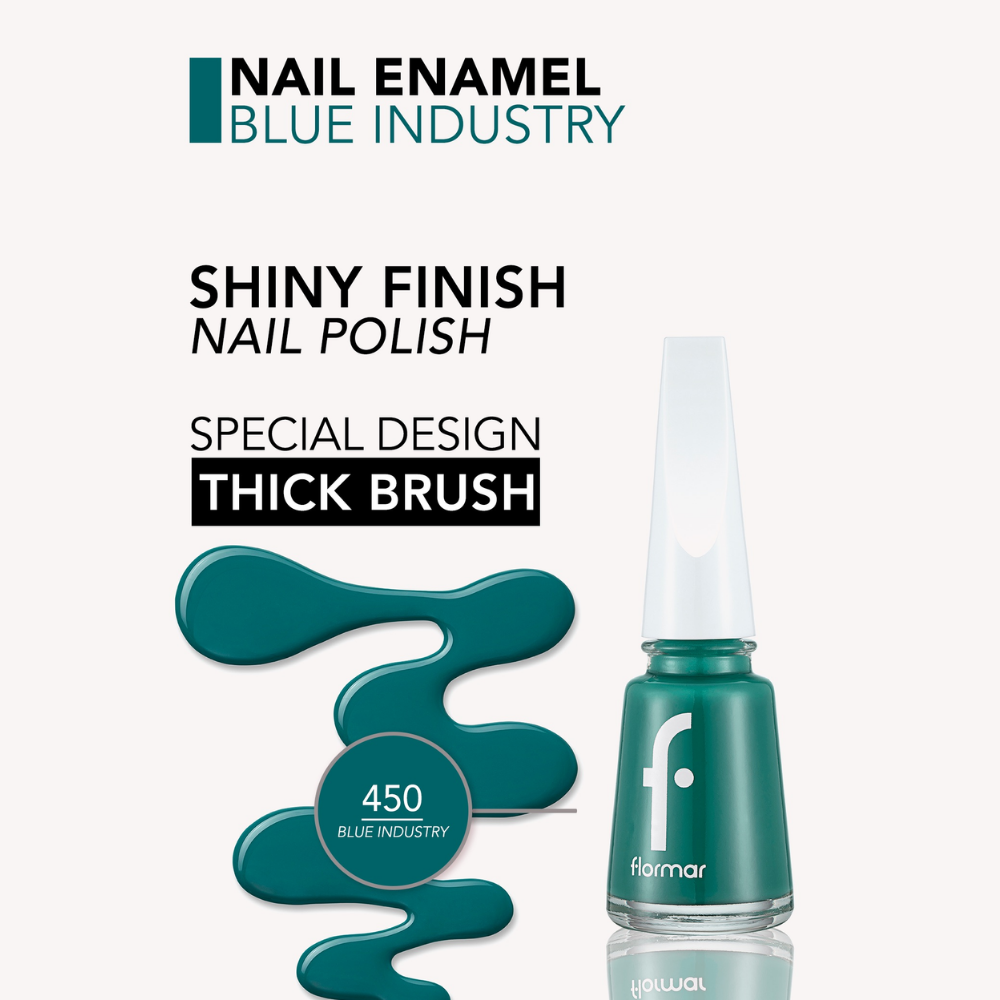 Flormar Classic Nail Enamel With New Improved Formula & Thicker Brush - 450 Blue Industry