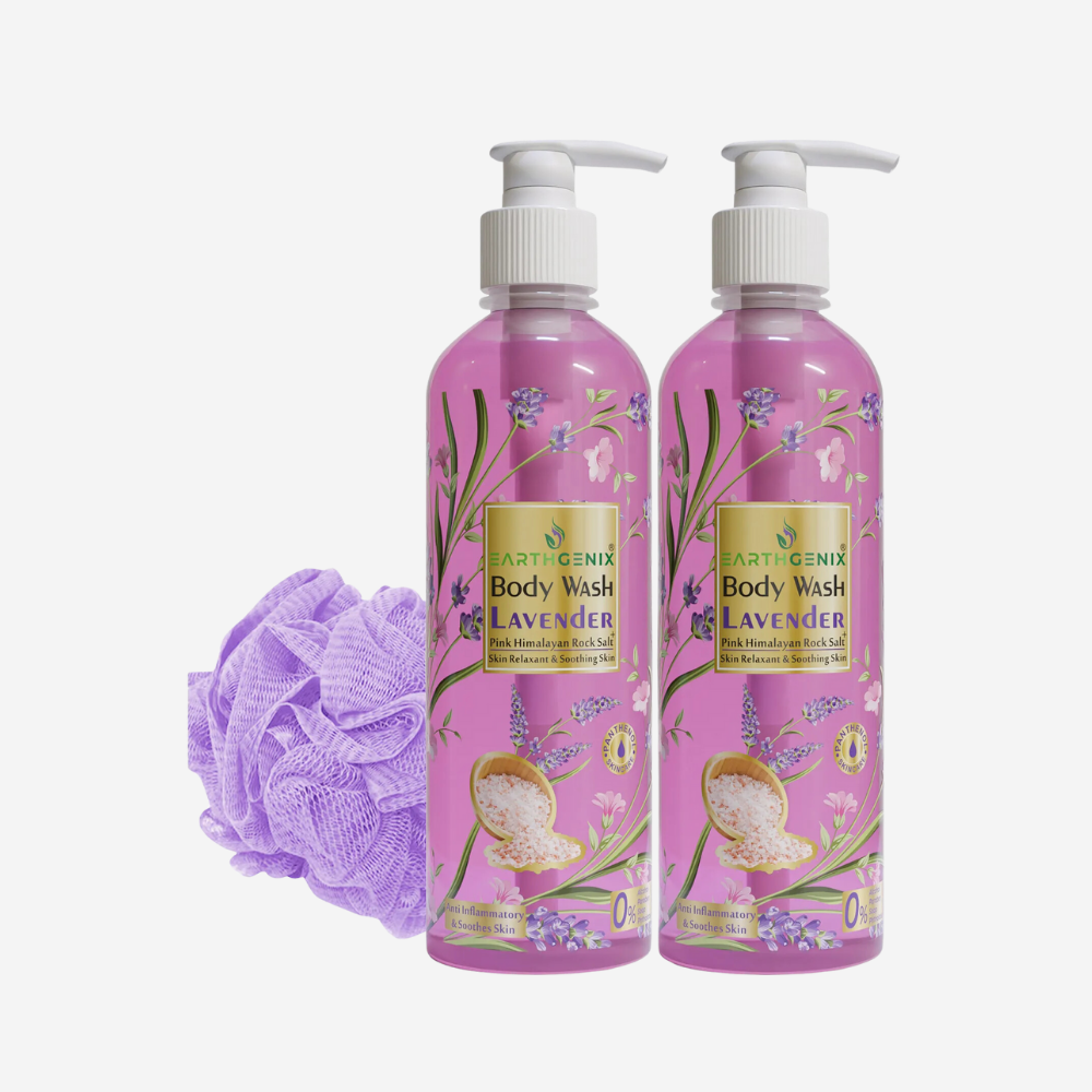 Earthgenix Lavender Body Wash 500Mlx2Pc With Loofah
