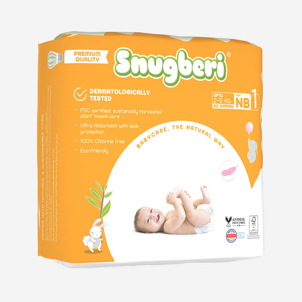 Snugberi Diaper Size 1 New Born 2-5Kg - Mega Pack 80's