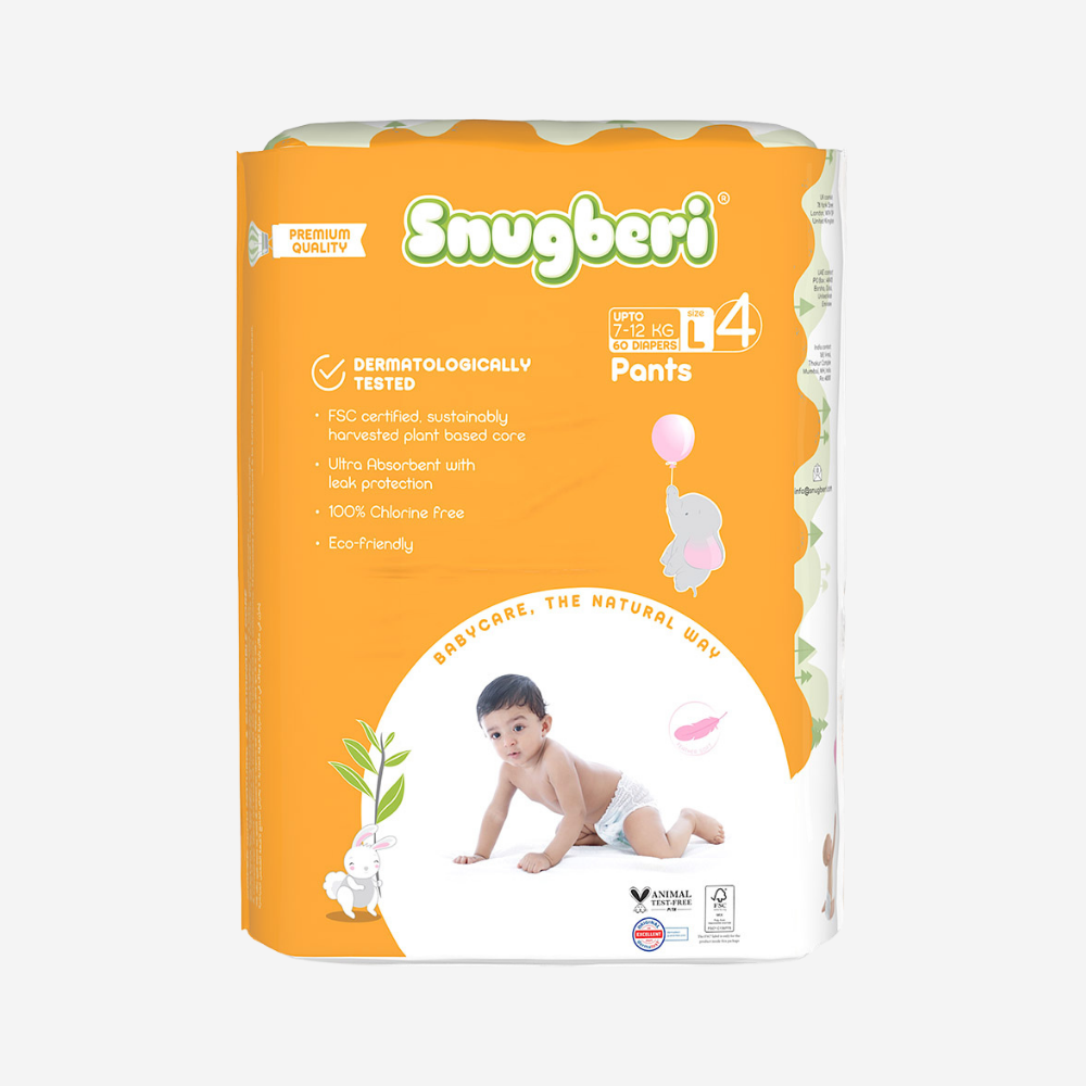 Snugberi Diaper Pants Size 4 Large 7-12 Kg - Mega Pack 60's