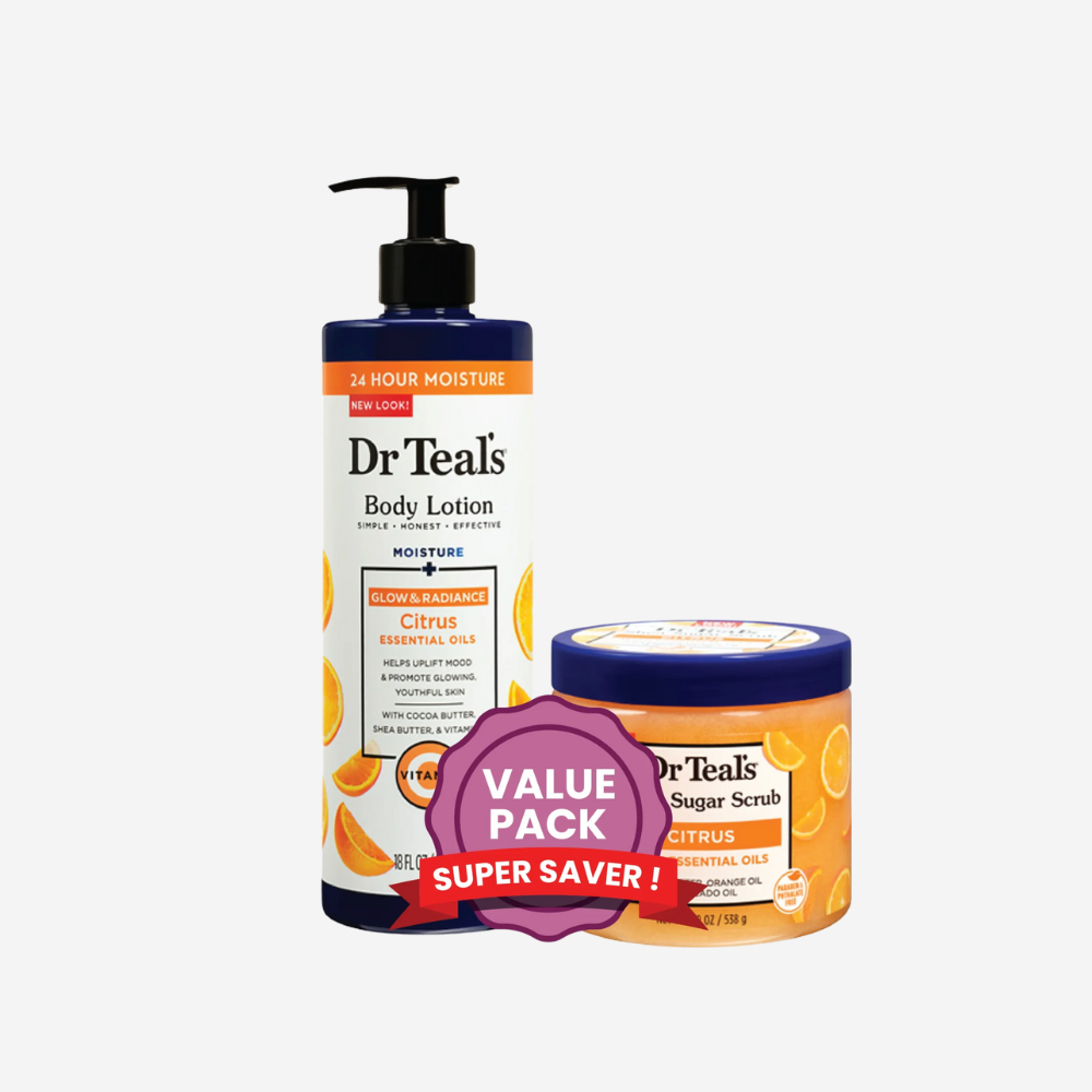 Dr Teal's Shea Sugar Body Scrub Citrus 538g & Dr Teal's Body Lotion Citrus 532 Ml