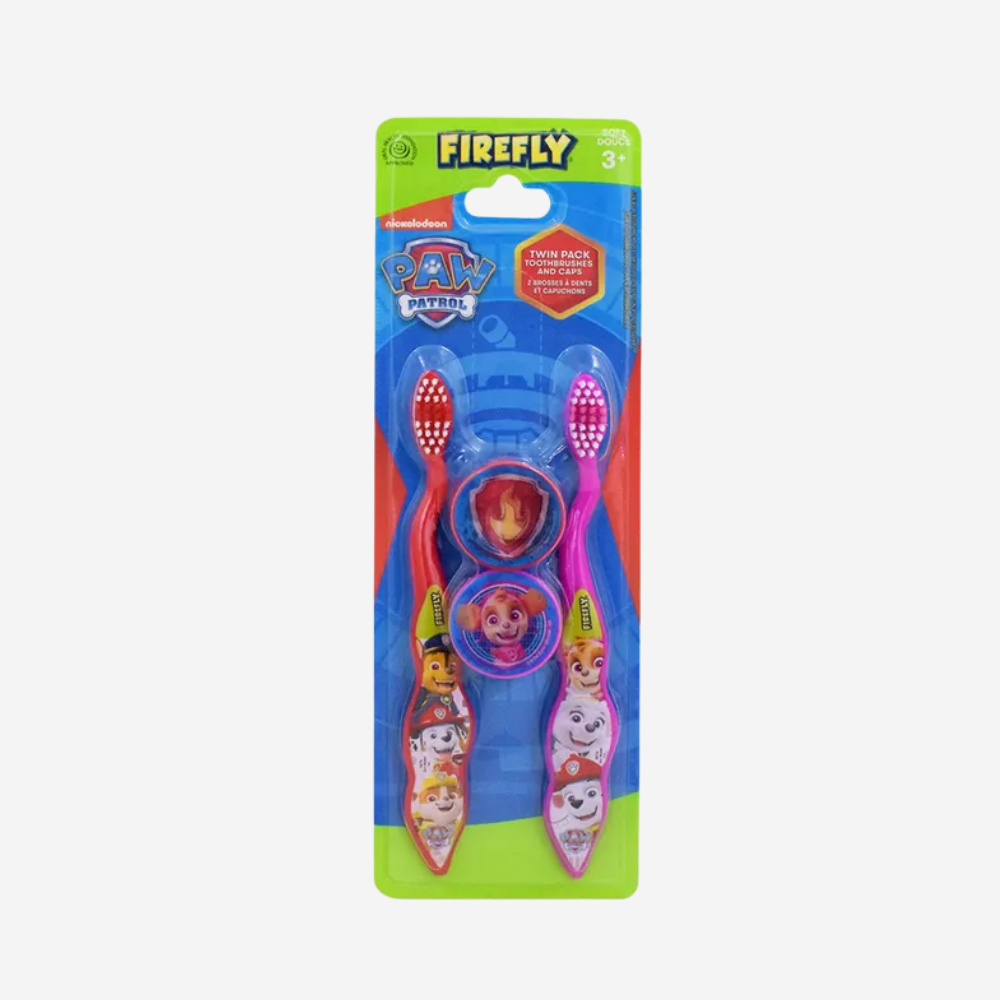 Firefly Paw Patrol 2 Tooth Brushes And 2 Caps Twin Pack
