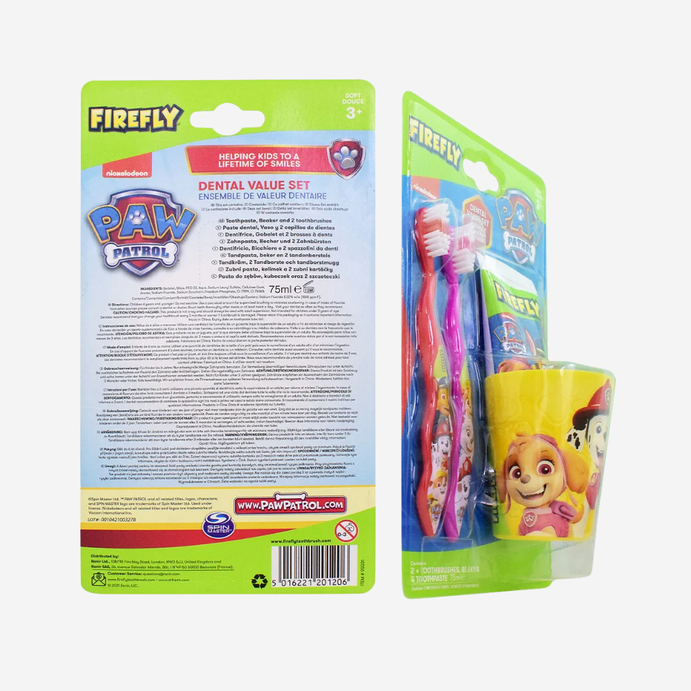 Firefly Paw Patrol 2 Toothbrushes, Beaker & Toothpaste