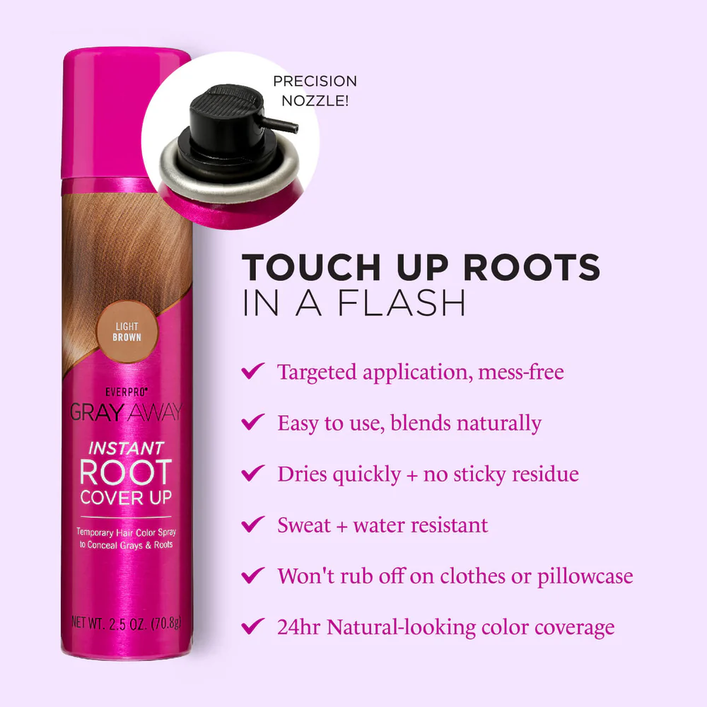 Gray Away Instant Root Cover Up Hair Spray Light Brown 70.8G
