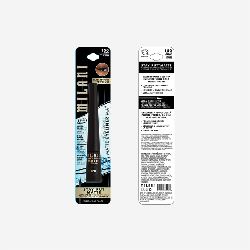 Milani Stay Put Matte Liquid Eyeliner Waterproof- Black