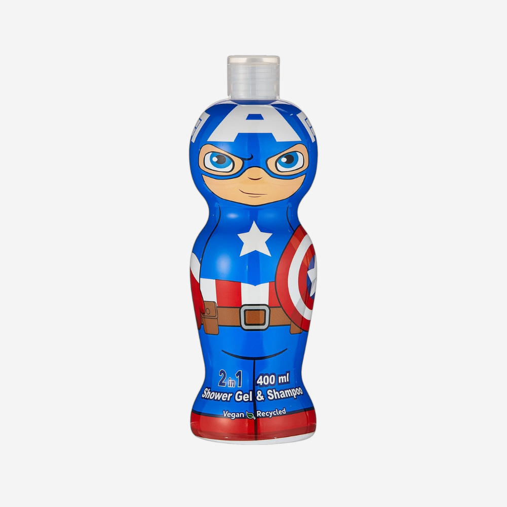 Air-Val Captain America Figure 1D Shower Gel & Shampoo 2In1 400 Ml