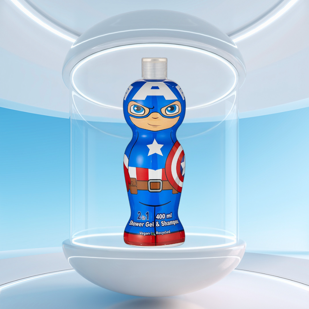 Air-Val Captain America Figure 1D Shower Gel & Shampoo 2In1 400 Ml