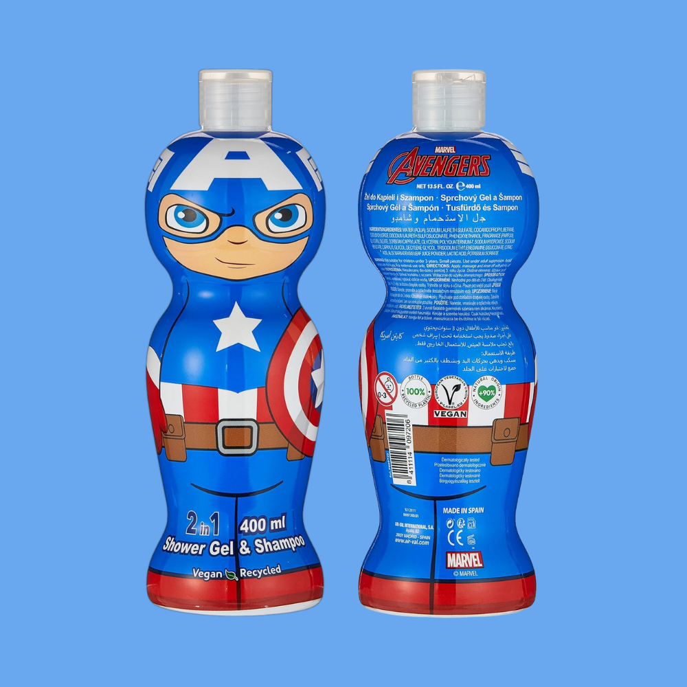 Air-Val Captain America Figure 1D Shower Gel & Shampoo 2In1 400 Ml