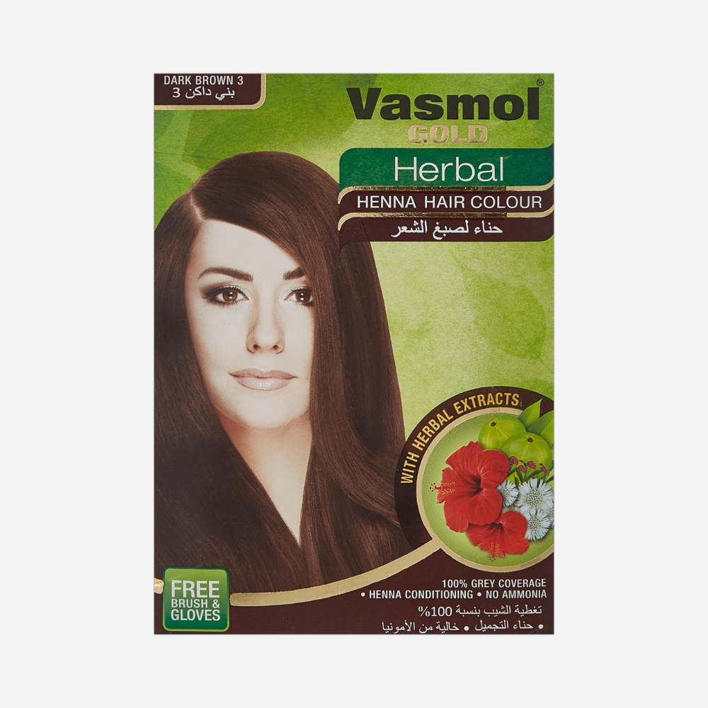 Vasmol Gold Herbal Henna - Dark Brown 6X10G