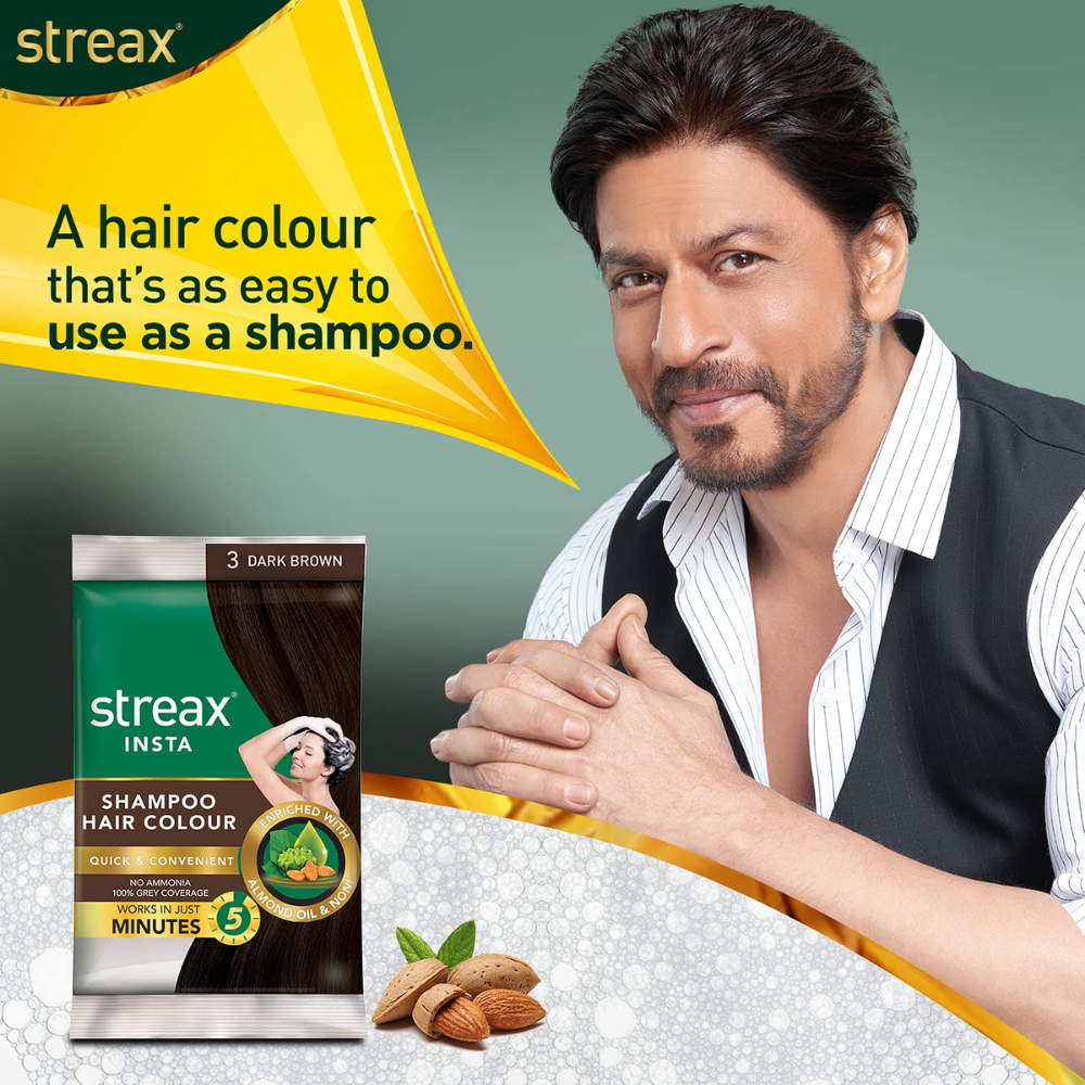 Streax Insta Shampoo Hair Colour 25 Ml - Natural Black Sachet
