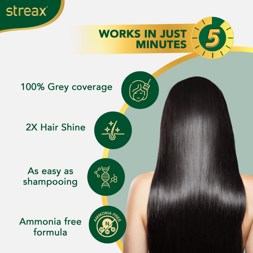 Streax Insta Shampoo Hair Colour 25 Ml - Natural Black Sachet