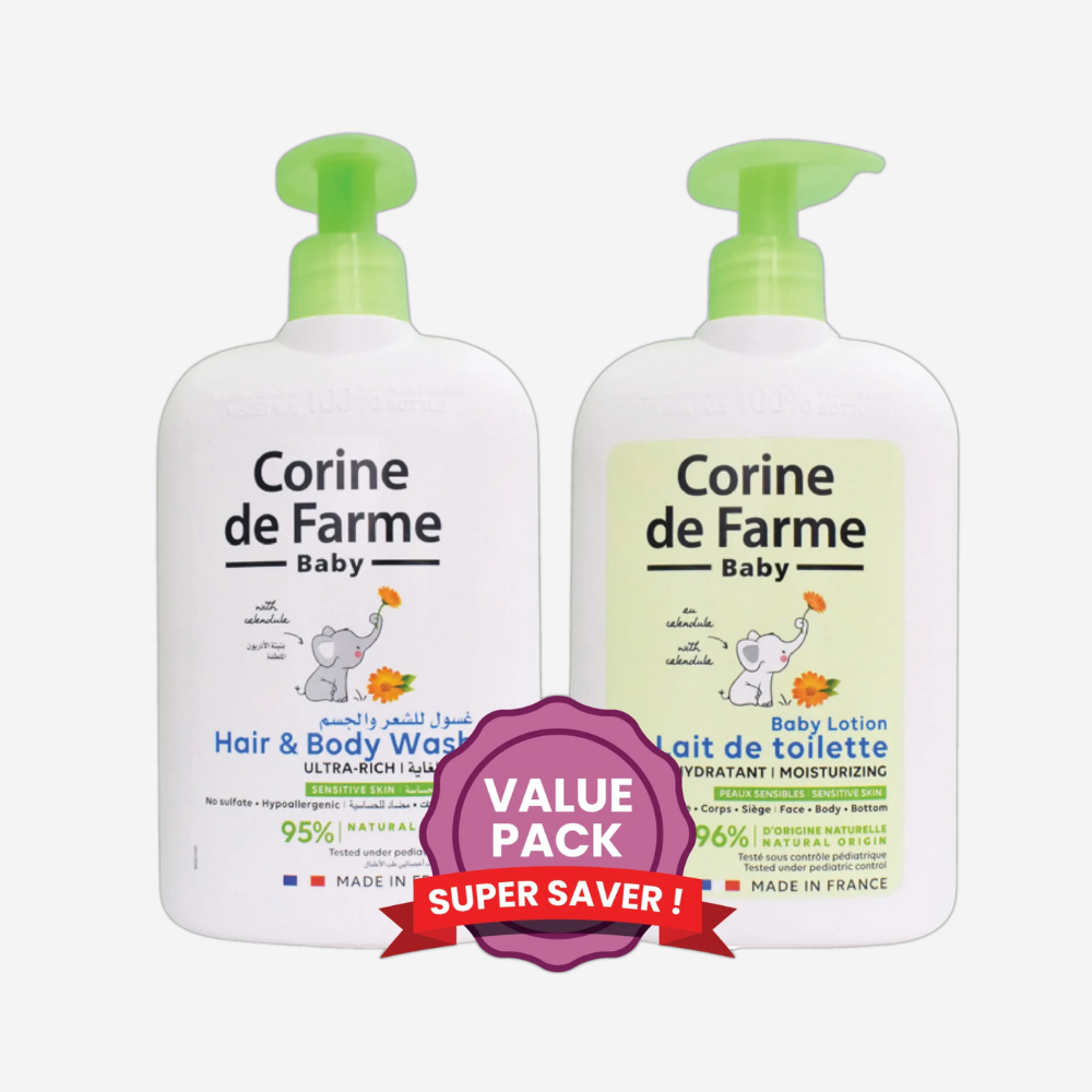 CDF Baby Hair & Body Wash Sulfate Free 500ML & Cdf - Baby Lotion Natural Origin 500Ml