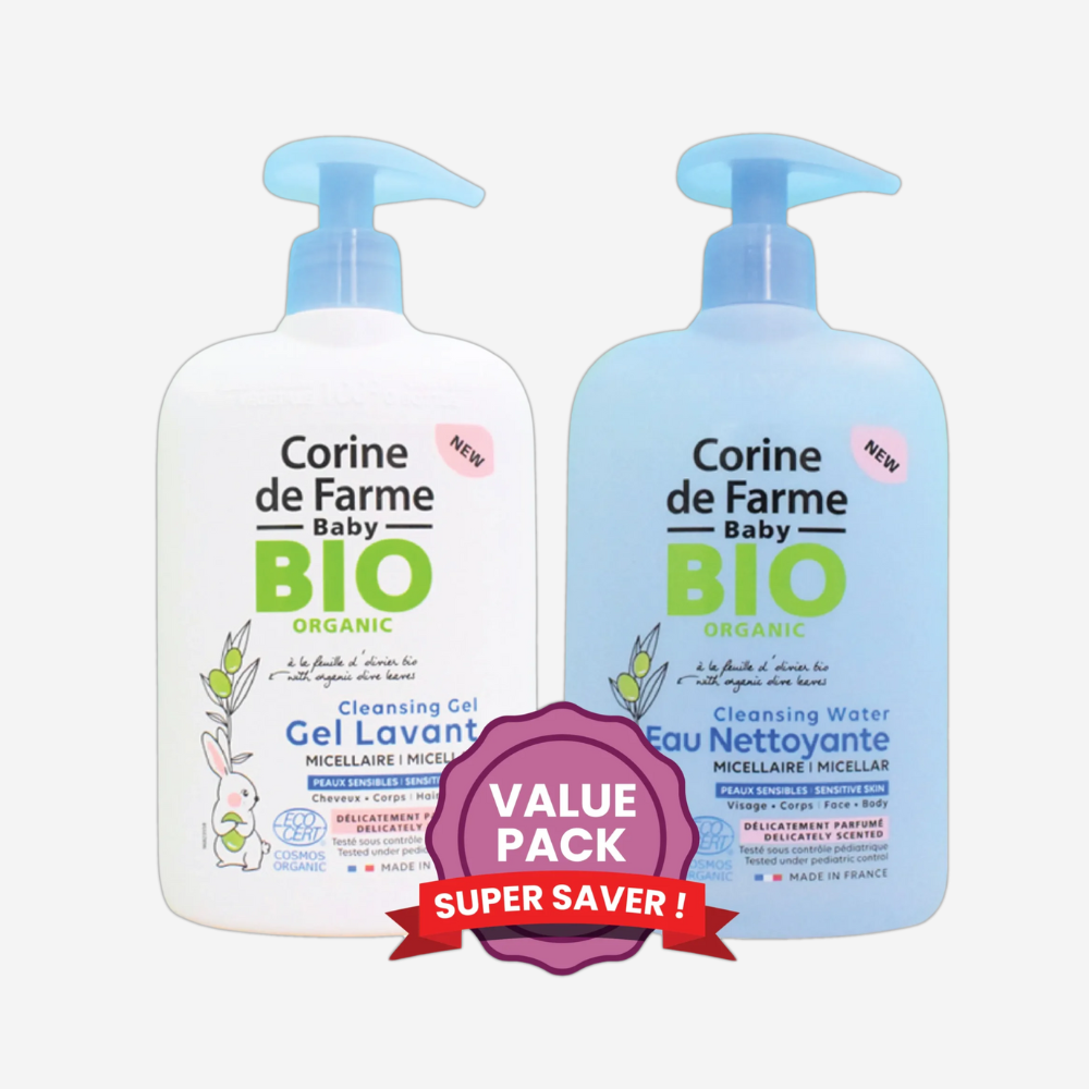 CDF Baby Bio Organic Hair & Body Cleansing Gel 500Ml & CDF Baby Bio Organic Face & Body Cleansing Water 500Ml