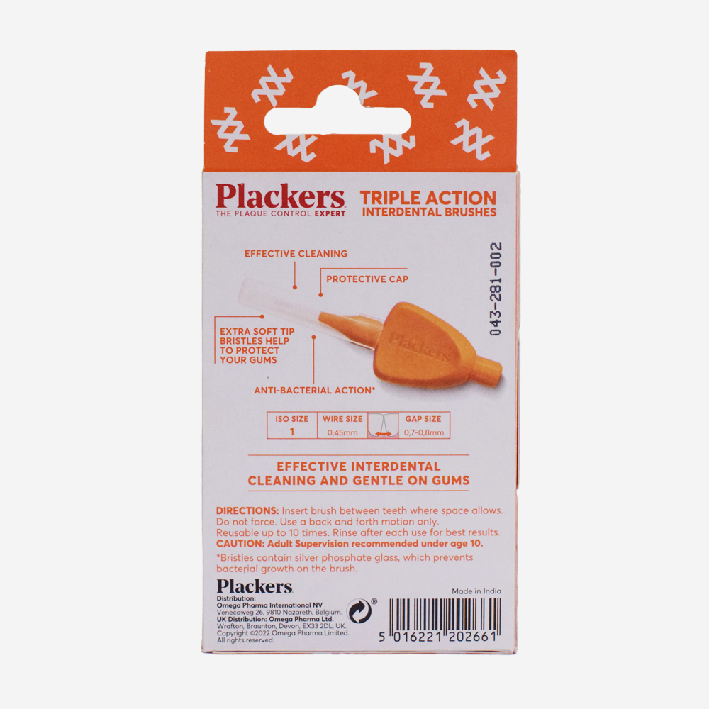 Plackers Triple Action Interdental Brushes Iso Size 1