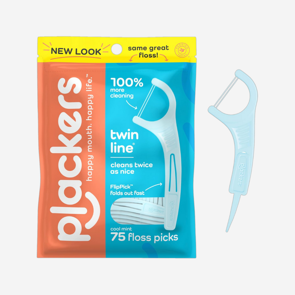 Plackers Twin-Line Cool Mint Dental Flossers 150Ct