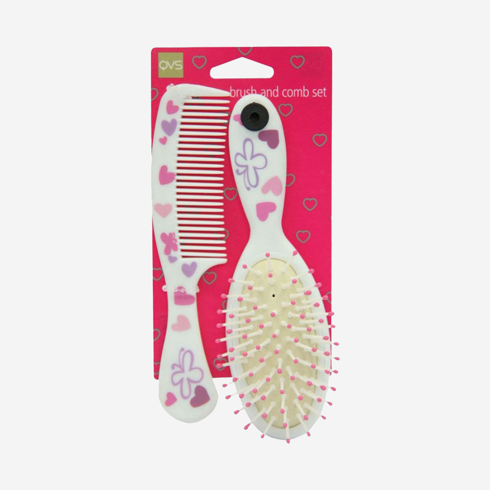 Qvs Kids Hair Brush And Comb Set