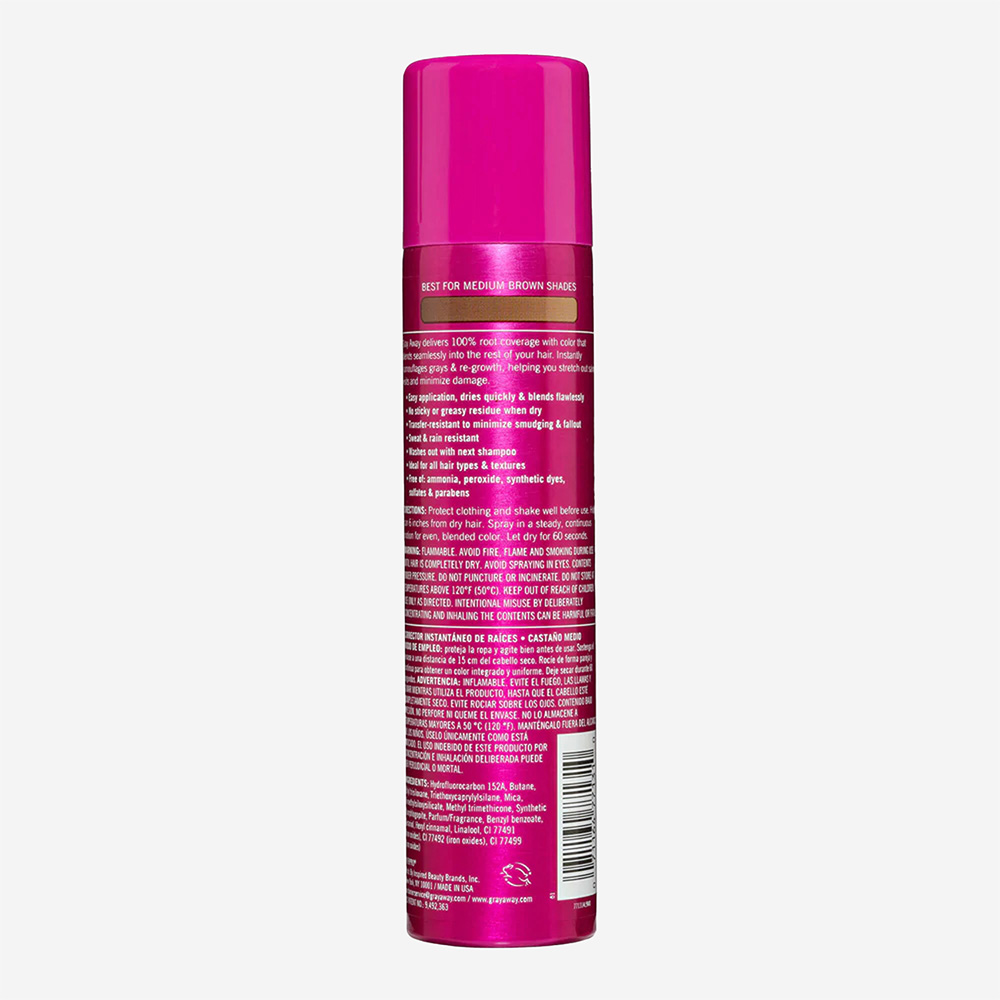 Gray Away Instant Root Cover Up Hair Spray Medium Brown 70.8G