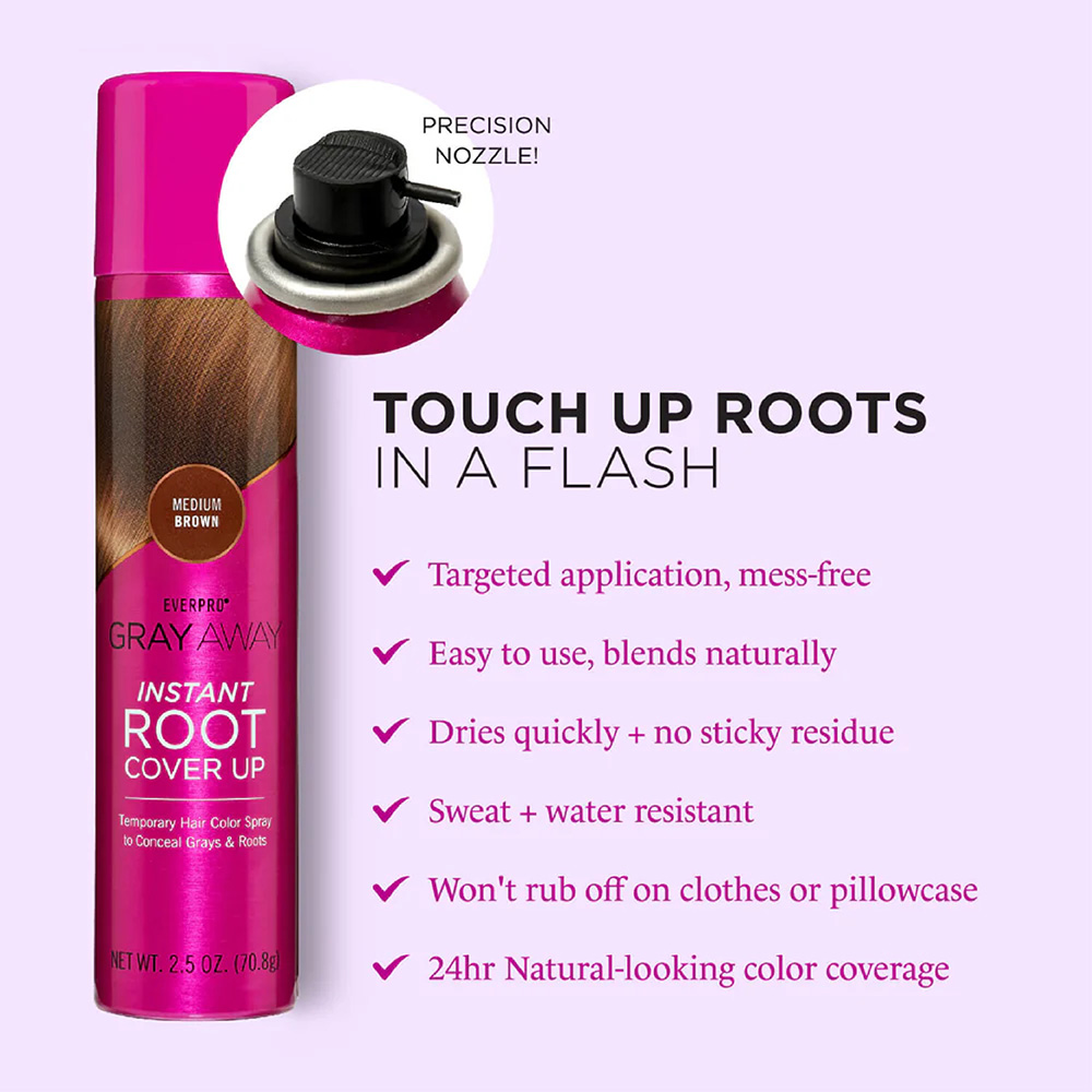 Gray Away Instant Root Cover Up Hair Spray Medium Brown 70.8G
