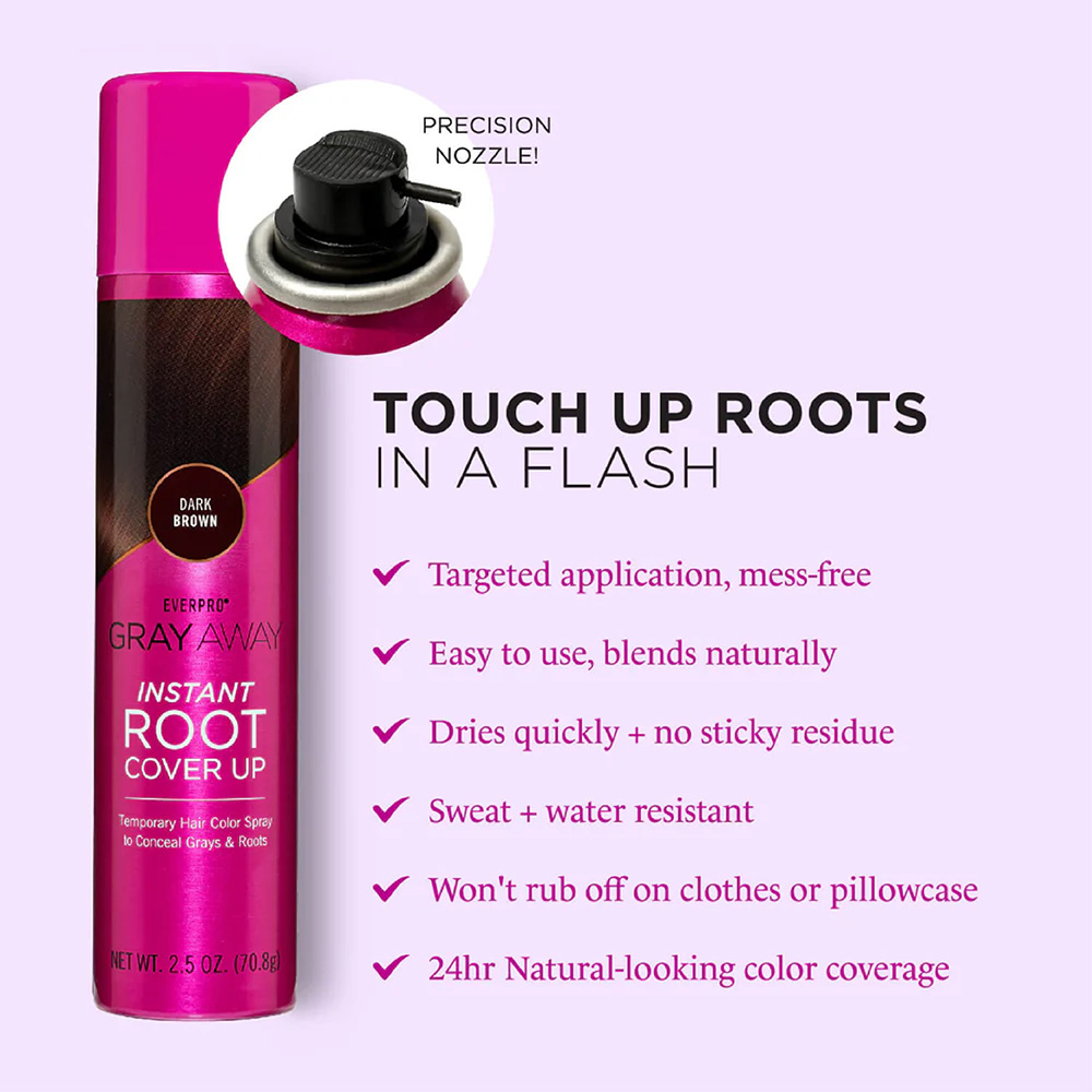 Gray Away Instant Root Cover Up Hair Spray Dark Brown 70.8G