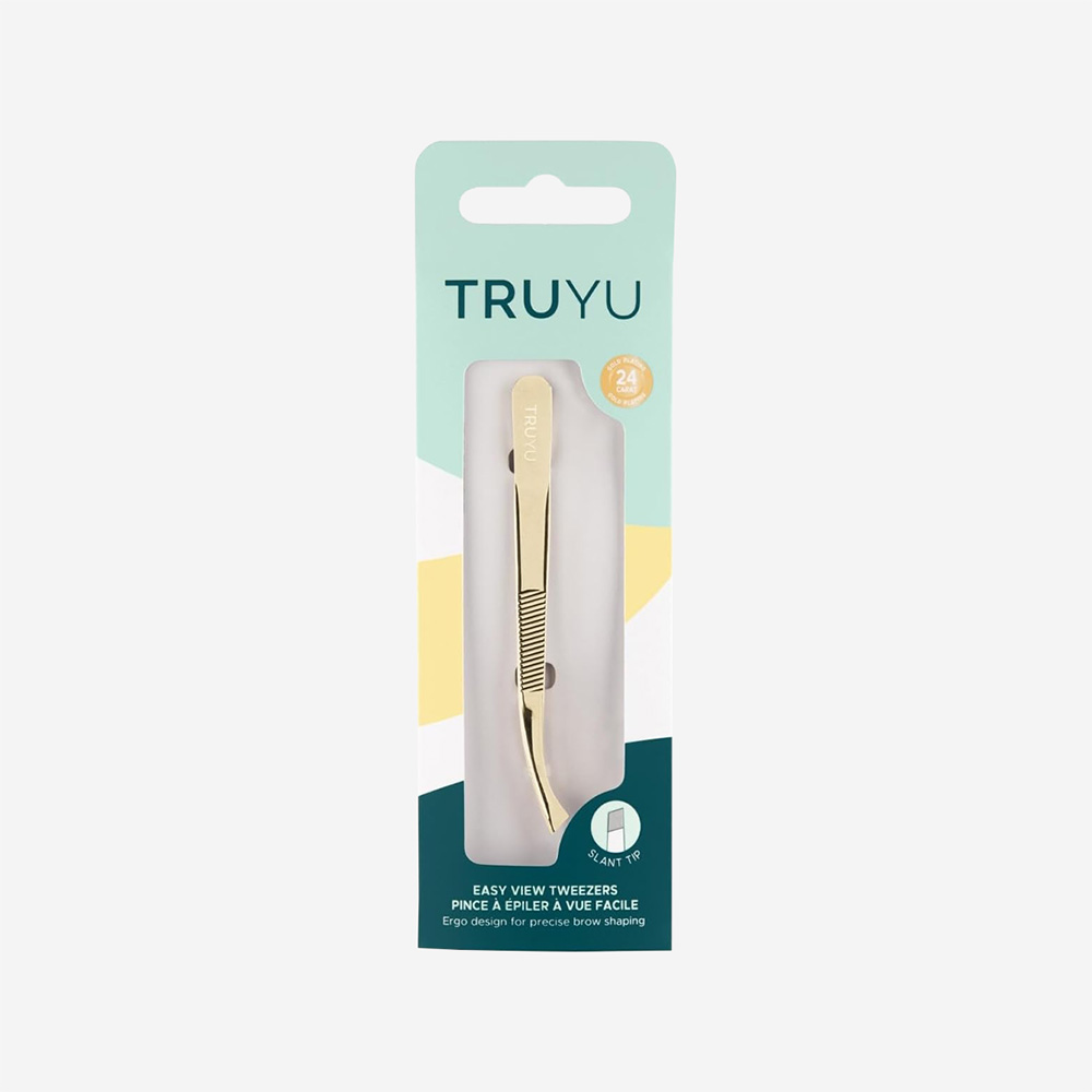 Qvs ( Truyu ) Slant Tip Tweezer Easy-View (Gold Plated)