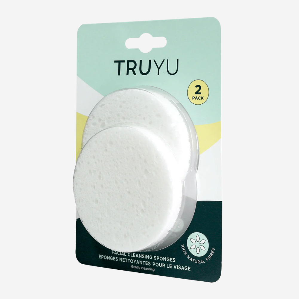 Qvs ( Truyu ) 2 Natural Cellulose Facial Cleansing Sponges (Small)