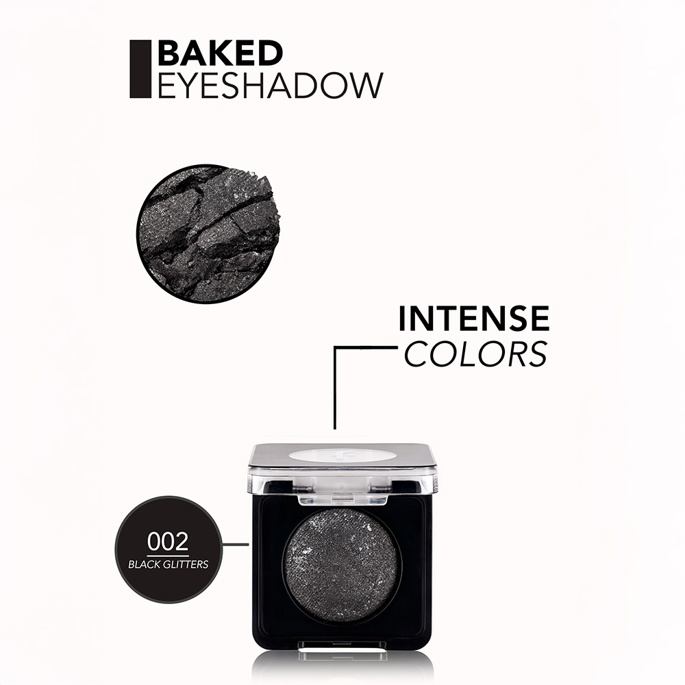 Flormar Baked Eyeshadow - 002 Black Glitters