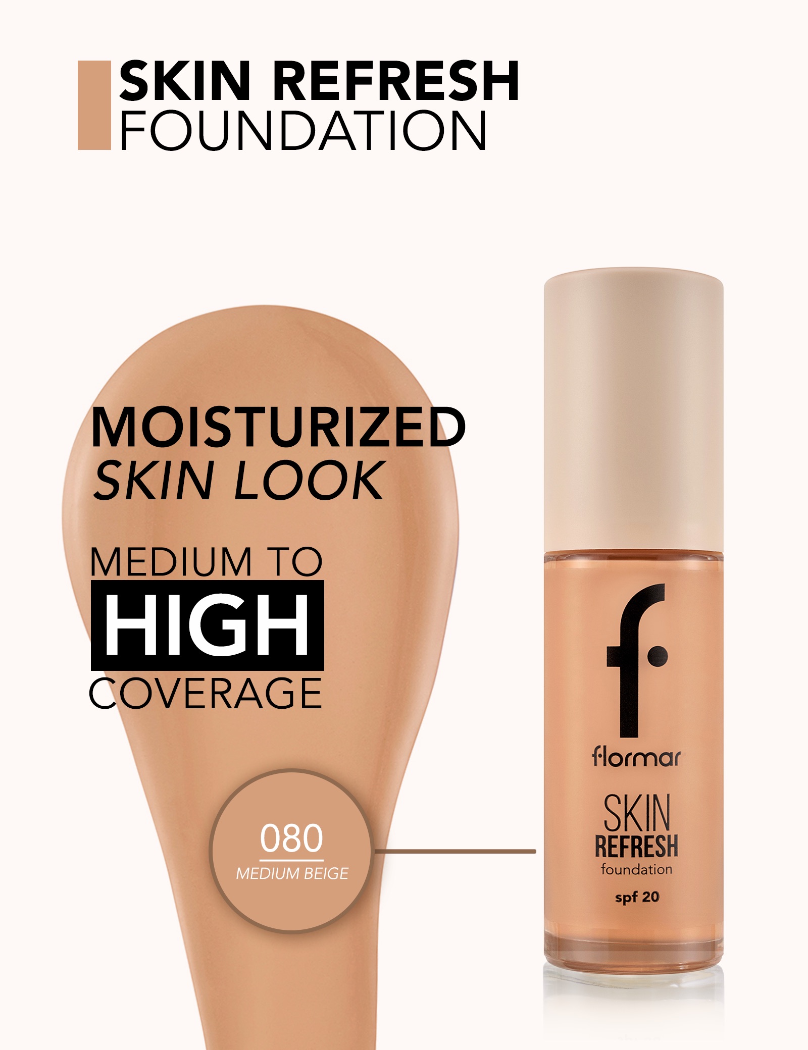Flormar Skin Refresh Fdt - 080 Medium Beige