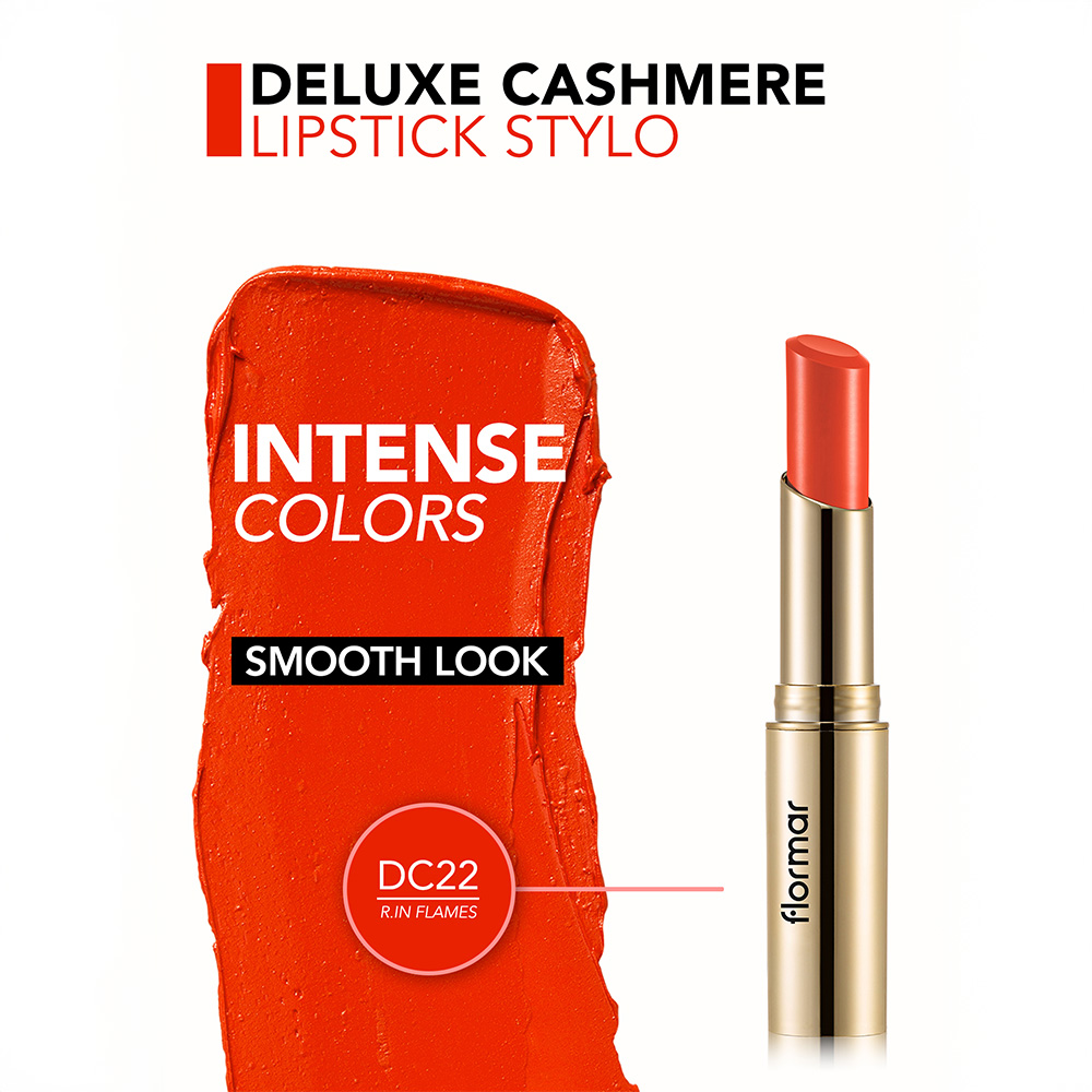 Flormar Deluxe Cashmere Lipstick Matte - 22 Red in Flames