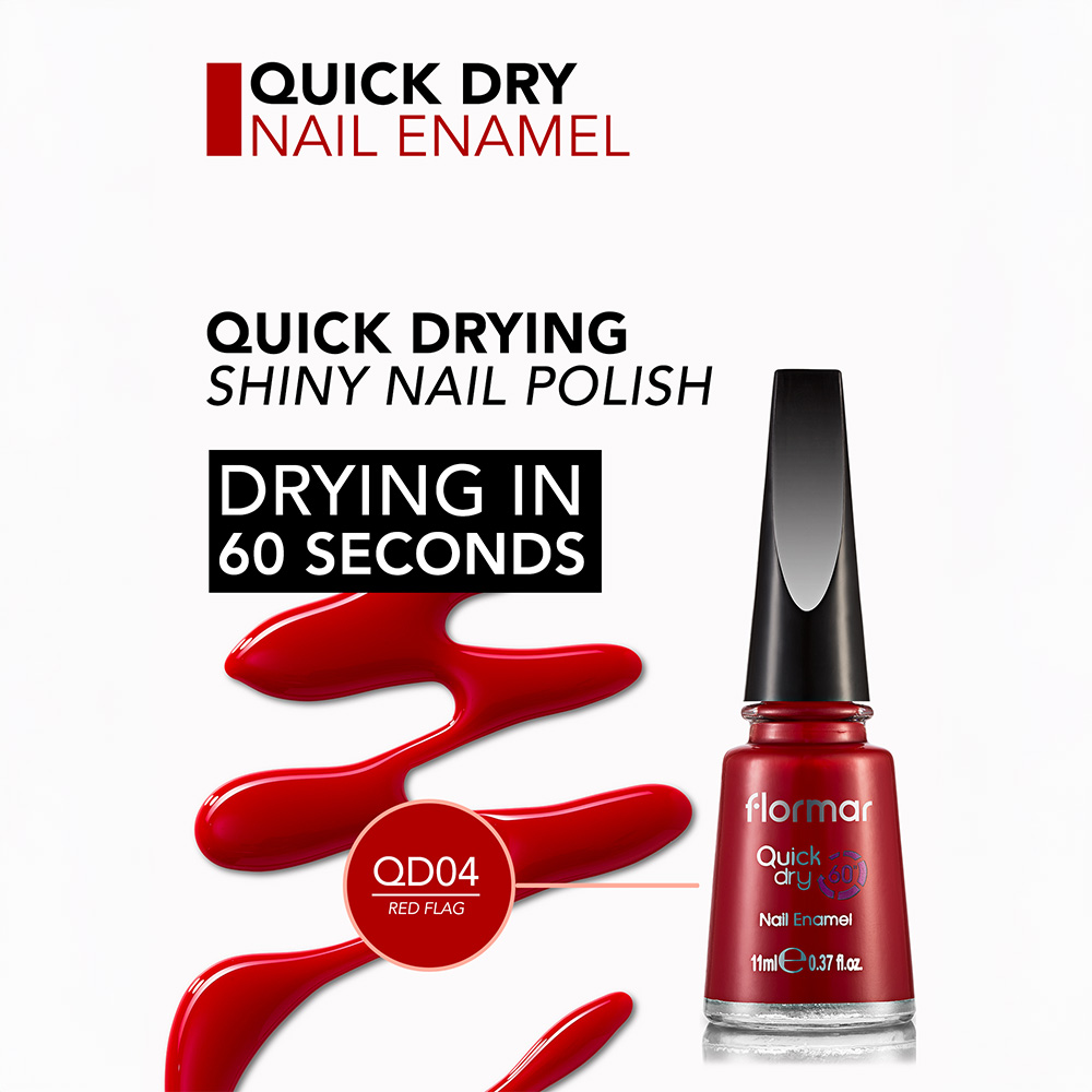Flormar Quick Dry Nail Enamel - Qd04 Red Flag