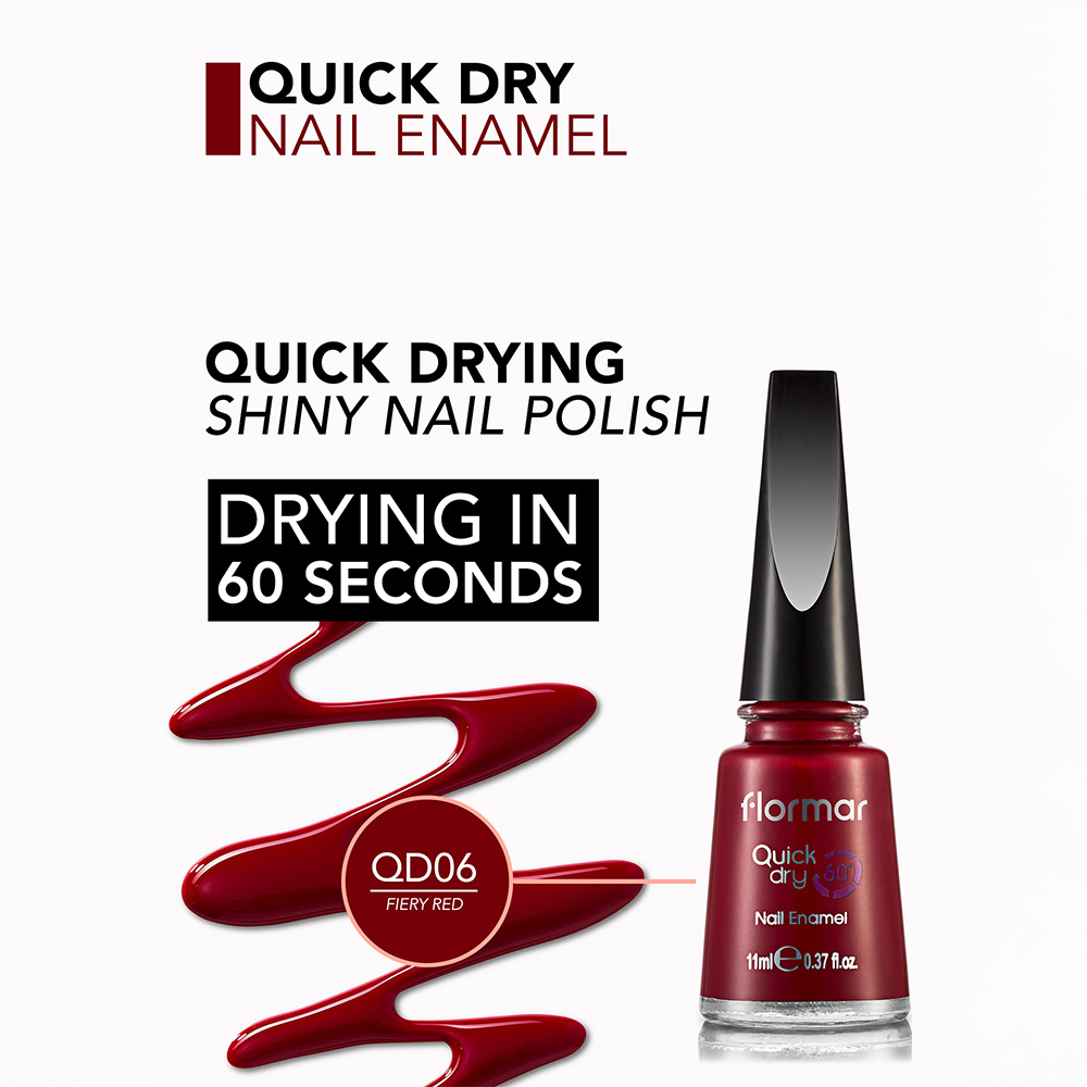 Flormar Quick Dry Nail Enamel - Qd06 Fiery Red