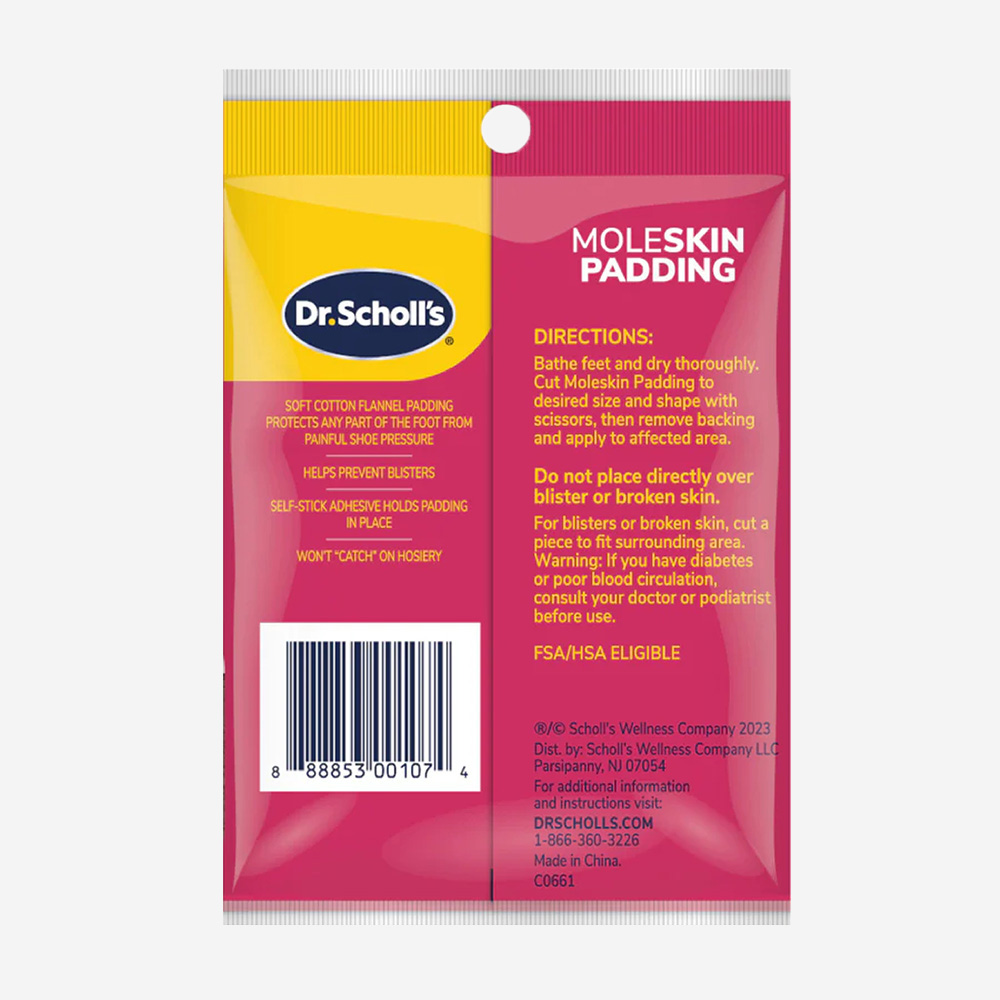 Dr.Scholl's Moleskin Padding 3 Strips 4 5/8" X 3 3/8 "