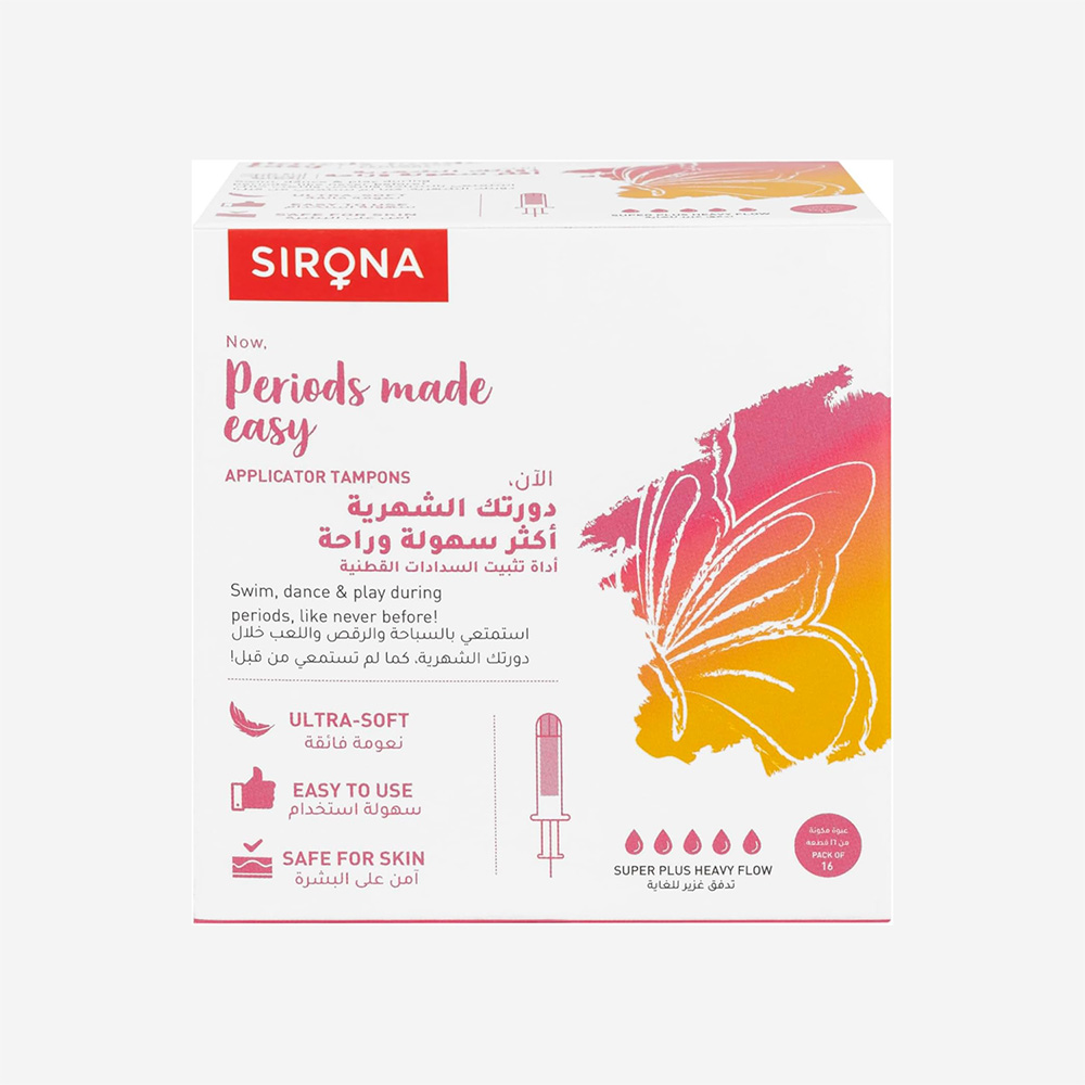 Premium Applicator Tampons By Sironasuper Plus Heavy Flow (16 Pcs)
