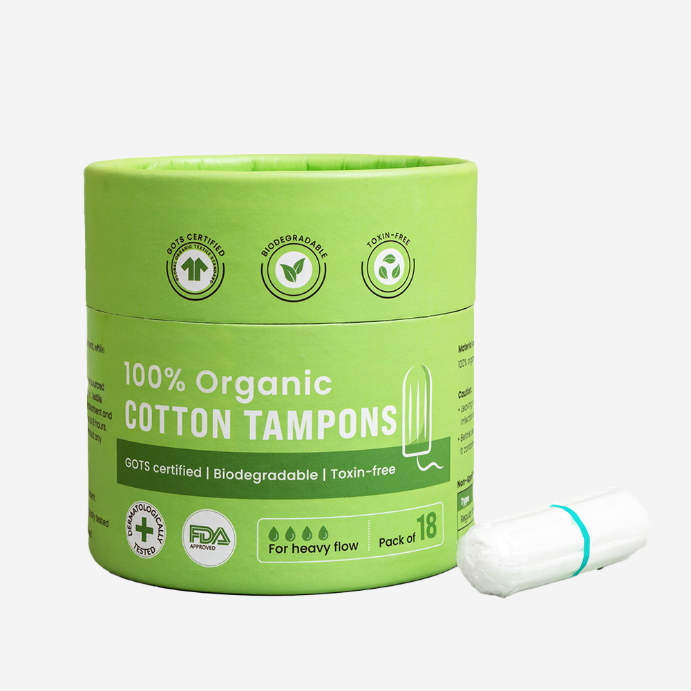 Sirona Regular Flow Organic Tampons Made With 100% Organic Cotton, Non-Applicator Tampons - 18 Pcs