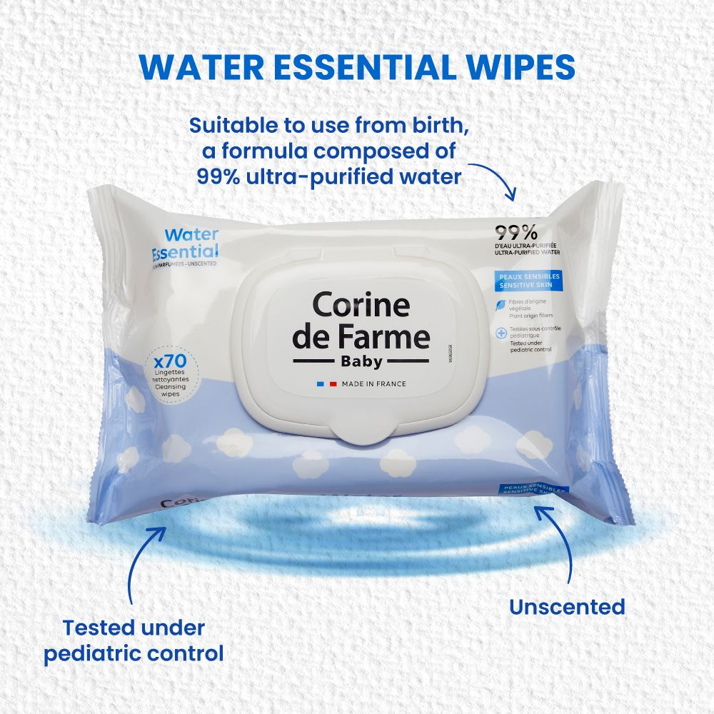 Corine De Farme - Baby Water Essential Wipes 70's