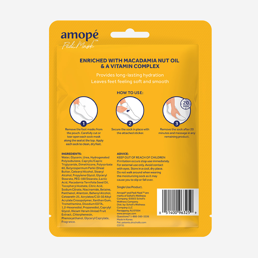 Dr. Scholl's Amope Pedi Mask 20-Minute Foot Mask -Macadamia Nut Oil 30Ml